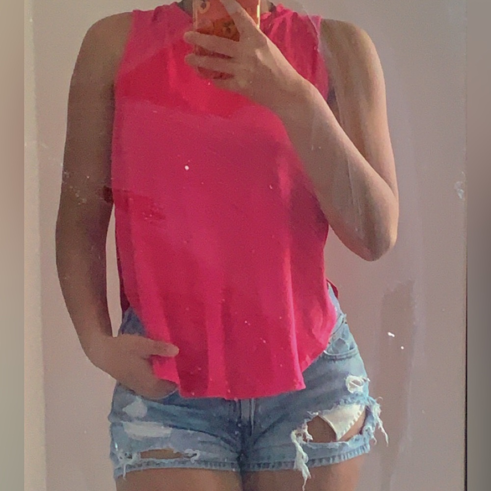 Stylish Ripped Denim Shorts & Pink Tank Top Set